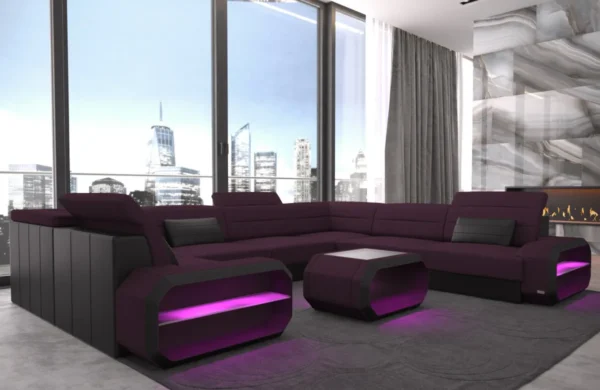 Mikrofaser Wohnlandschaft Regalia U-Form XL Mini – Bild 6