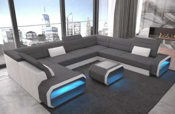 Mikrofaser Wohnlandschaft Regalia U-Form XL Mini – Bild 10