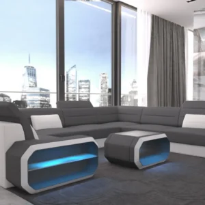 Mikrofaser Wohnlandschaft Regalia U-Form XL Mini