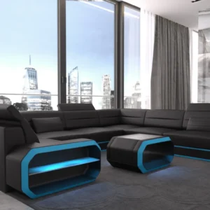 Kunstleder Wohnlandschaft Regalia U-Form XL Mini