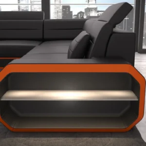 Kunstleder Wohnlandschaft Regalia U-Form XL Mini