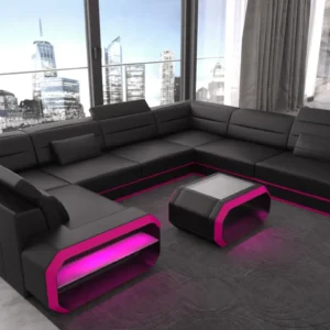 Kunstleder Wohnlandschaft Regalia U-Form XL Mini
