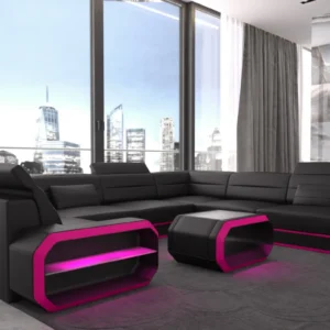 Kunstleder Wohnlandschaft Regalia U-Form XL Mini
