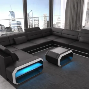 Kunstleder Wohnlandschaft Regalia U-Form XL Mini