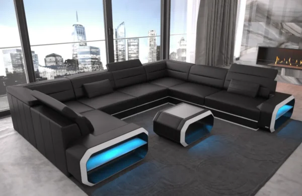 Kunstleder Wohnlandschaft Regalia U-Form XL Mini – Bild 13