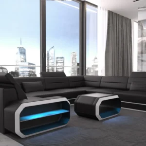 Kunstleder Wohnlandschaft Regalia U-Form XL Mini
