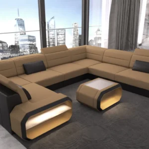 Mikrofaser Wohnlandschaft Regalia U-Form XL Mini