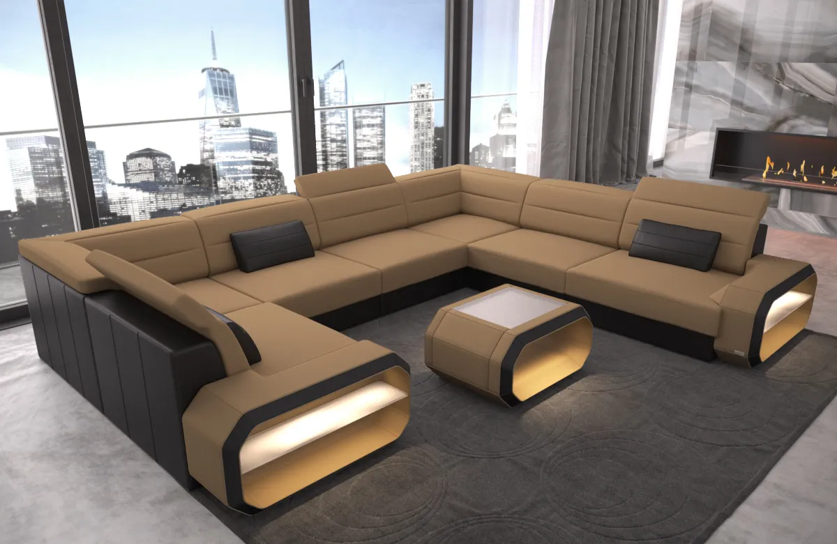 Mikrofaser Wohnlandschaft Regalia U-Form XL Mini