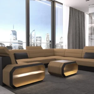 Mikrofaser Wohnlandschaft Regalia U-Form XL Mini