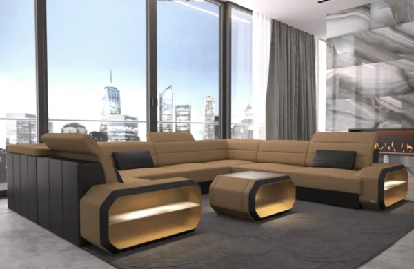 Mikrofaser Wohnlandschaft Regalia U-Form XL Mini – Bild 3