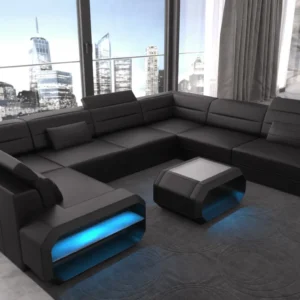 Kunstleder Wohnlandschaft Regalia U-Form XL Mini