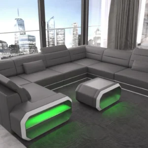 Kunstleder Wohnlandschaft Regalia U-Form XL Mini