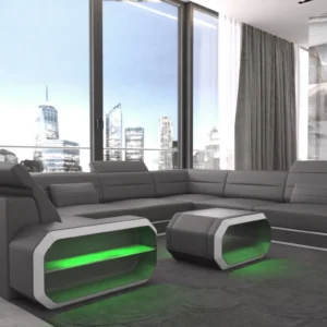 Kunstleder Wohnlandschaft Regalia U-Form XL Mini