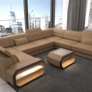 Kunstleder Wohnlandschaft Regalia U-Form XL Mini