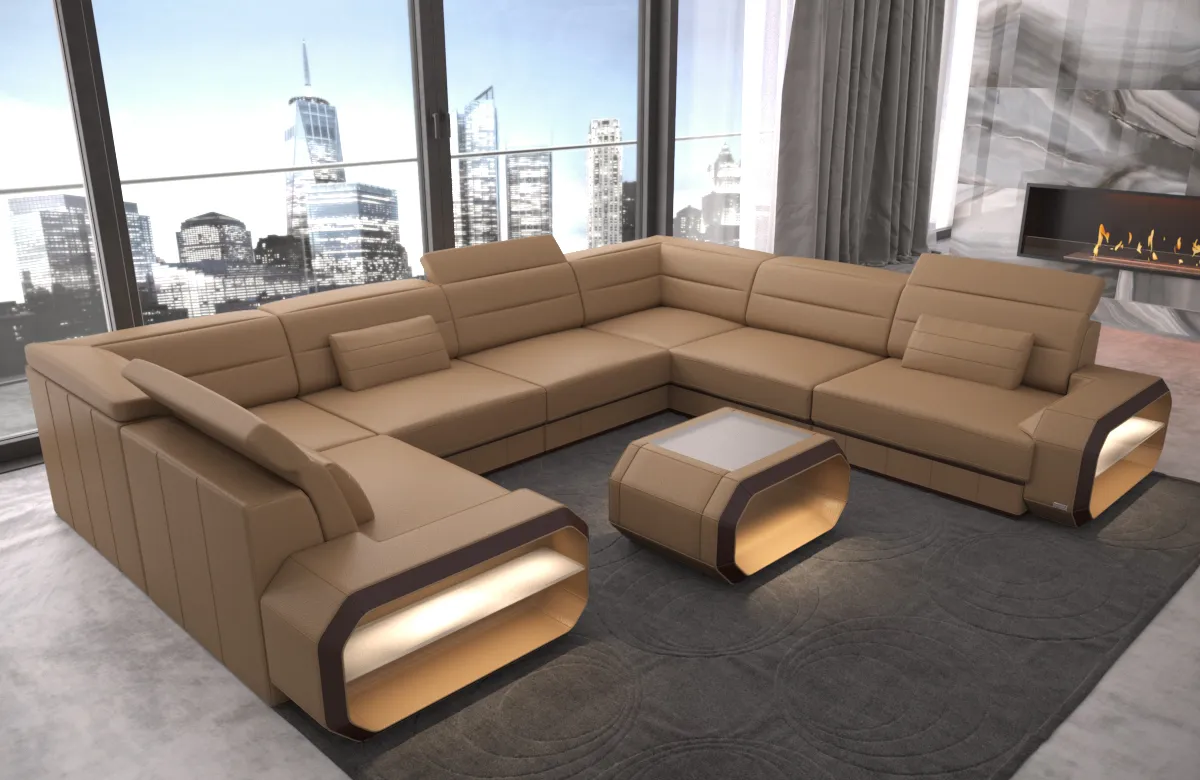 Büffelleder Wohnlandschaft Regalia U-Form XL Mini