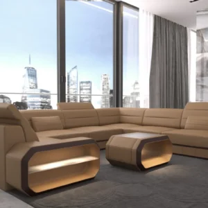 Kunstleder Wohnlandschaft Regalia U-Form XL Mini