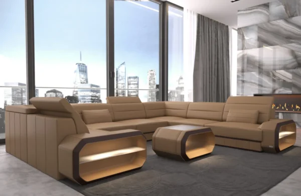 Kunstleder Wohnlandschaft Regalia U-Form XL Mini – Bild 21