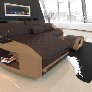 Echtleder Ecksofa Sierra mit Ottomane L-Form S Mini
