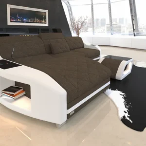 Webstoff Ecksofa Sierra mit Ottomane L-Form S