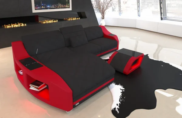 Mikrofaser Ecksofa Sierra mit Ottomane L-Form S Mini – Bild 5