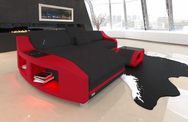 Mikrofaser Ecksofa Sierra mit Ottomane L-Form S Mini – Bild 6