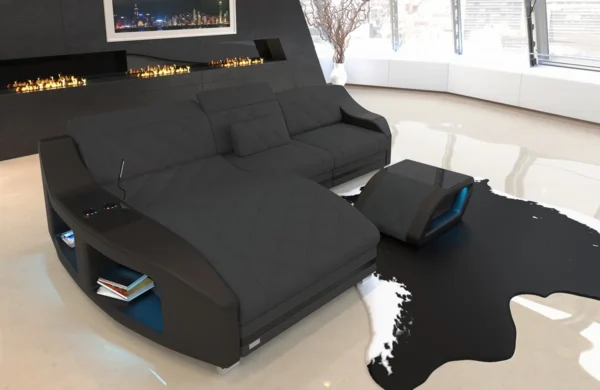 Mikrofaser Ecksofa Sierra mit Ottomane L-Form S Mini