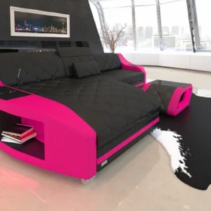 Echtleder Ecksofa Sierra mit Ottomane L-Form S Mini