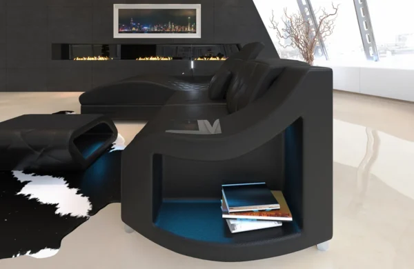 Echtleder Ecksofa Sierra mit Ottomane L-Form S Mini – Bild 16
