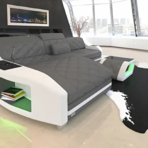 Echtleder Ecksofa Sierra mit Ottomane L-Form S Mini