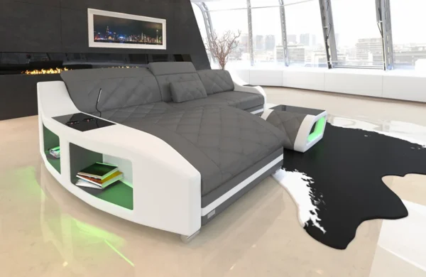 Echtleder Ecksofa Sierra mit Ottomane L-Form S Mini – Bild 2