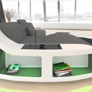 Echtleder Ecksofa Sierra mit Ottomane L-Form S Mini
