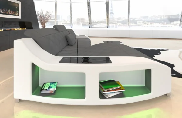 Echtleder Ecksofa Sierra mit Ottomane L-Form S Mini – Bild 3