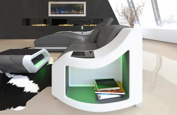 Echtleder Ecksofa Sierra mit Ottomane L-Form S Mini – Bild 4