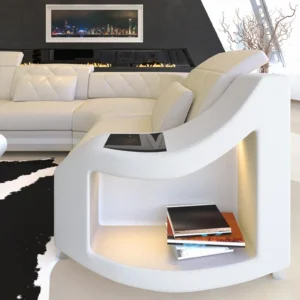 Echtleder Wohnlandschaft Sierra mit Ottomane U-Form L Mini
