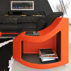 Echtleder Wohnlandschaft Sierra mit Ottomane U-Form L Mini
