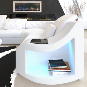 Echtleder Wohnlandschaft Sierra mit Ottomane U-Form L Mini
