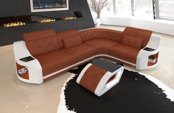 Echtleder Ecksofa Sierra L-Form S Mini – Bild 4