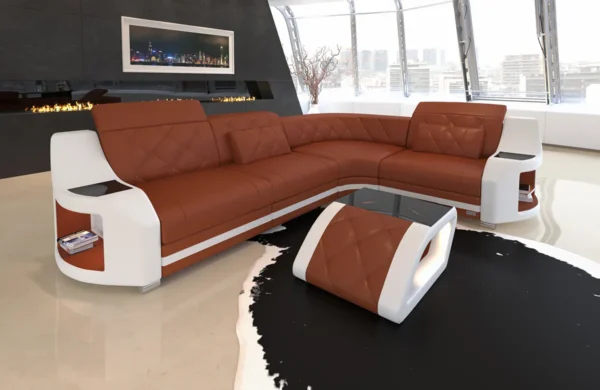 Echtleder Ecksofa Sierra L-Form S Mini – Bild 5