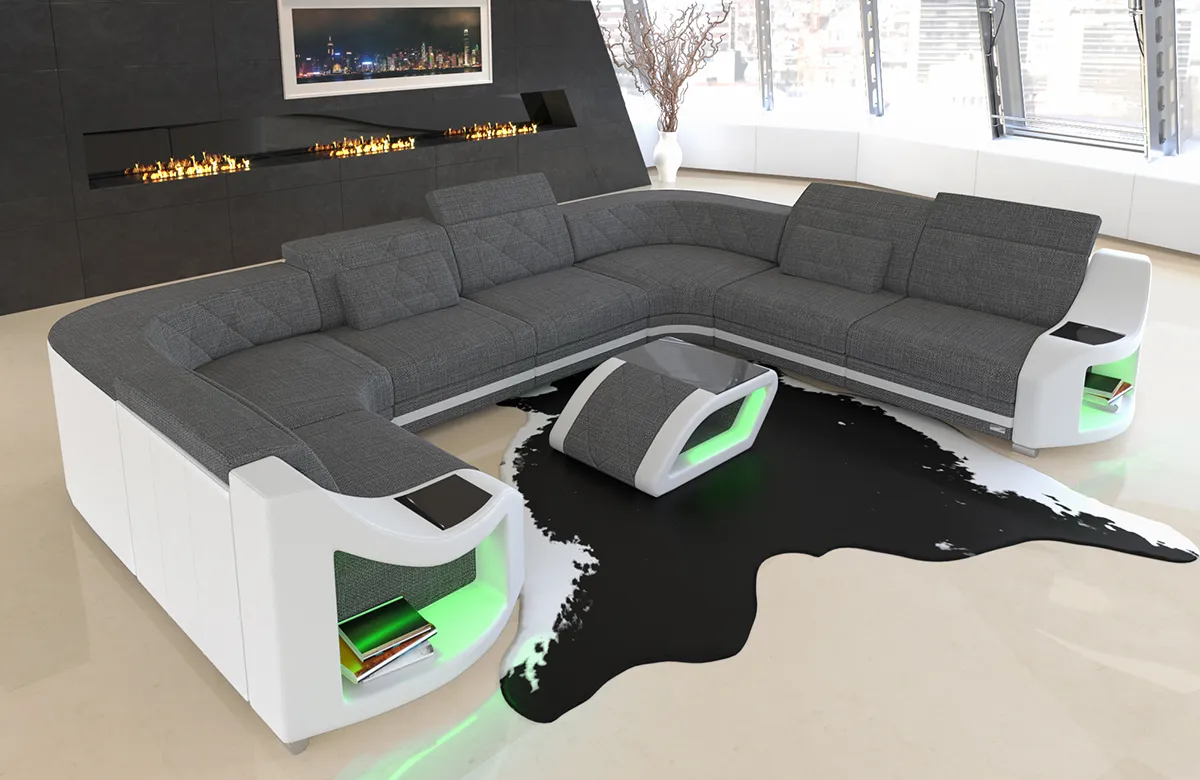 Webstoff Wohnlandschaft Sierra U-Form XL