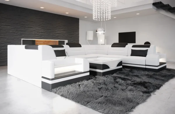 Kunstleder Wohnlandschaft Tessaria U-Form XL Mini – Bild 17