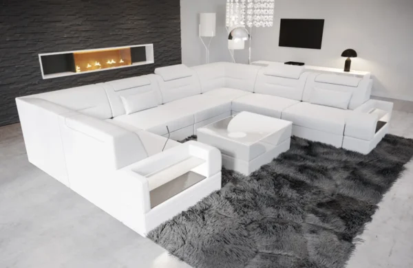Kunstleder Wohnlandschaft Tessaria U-Form XL Mini