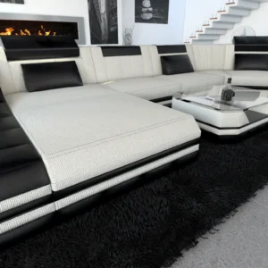 Webstoff Wohnlandschaft Treviano mit Ottomane C-Form L Mini