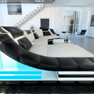 Webstoff Wohnlandschaft Treviano mit Ottomane C-Form L Mini