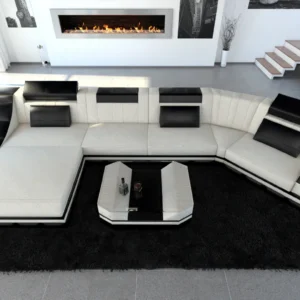 Webstoff Wohnlandschaft Treviano mit Ottomane C-Form L Mini