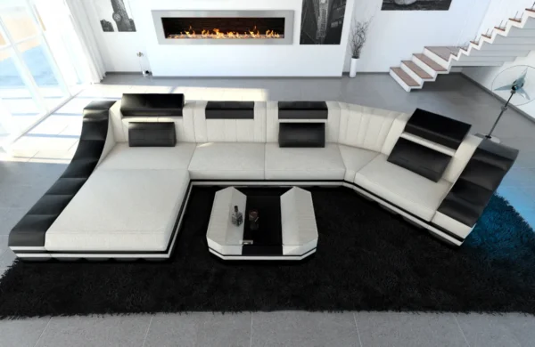 Webstoff Wohnlandschaft Treviano mit Ottomane C-Form L Mini – Bild 9