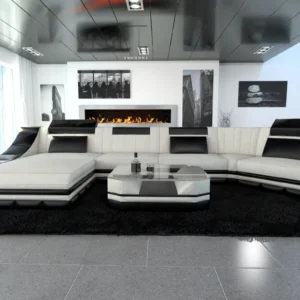 Webstoff Wohnlandschaft Treviano mit Ottomane C-Form L Mini
