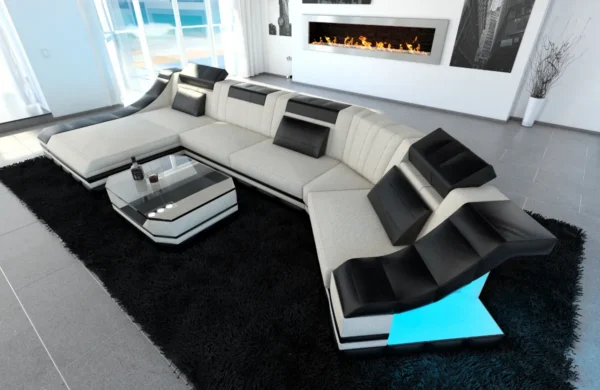 Webstoff Wohnlandschaft Treviano mit Ottomane C-Form L Mini – Bild 11