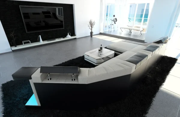 Webstoff Wohnlandschaft Treviano mit Ottomane C-Form L Mini – Bild 12