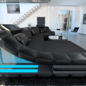 Webstoff Wohnlandschaft Treviano mit Ottomane C-Form L Mini