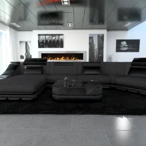 Webstoff Wohnlandschaft Treviano mit Ottomane C-Form L Mini